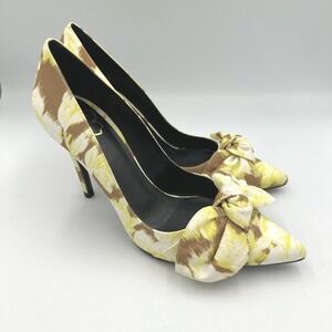 Ted Baker Ryama Tapestry Glitch Bow Camel Stiletto 4 in Heels EU39.5 US9.5 NOB